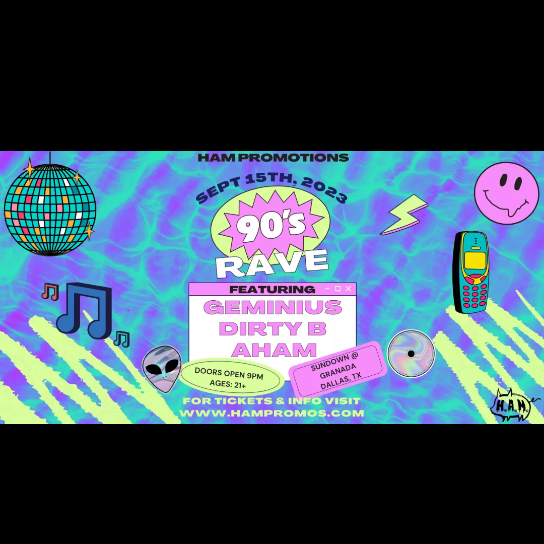 90's Rave at Granada's Sundown September 15th, 2023