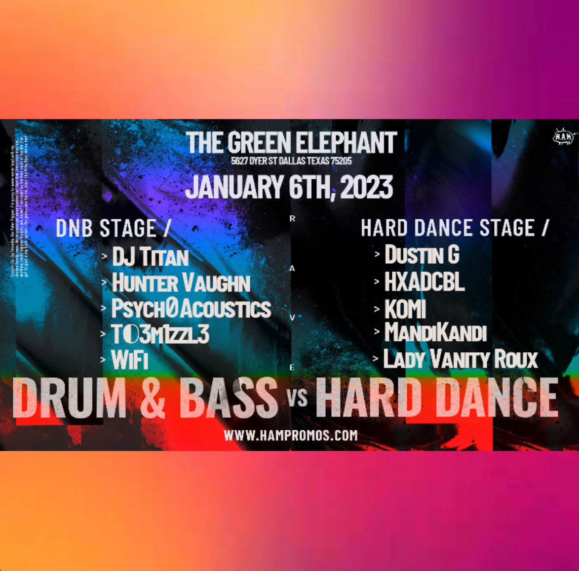 Drum and Bass VS Hard Dance January 6th, 2023