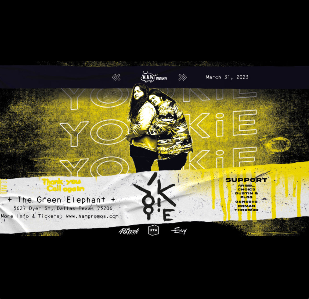 YOOKiE Friday March 31st, 2023 @ The Green Elephant in Dallas, TX