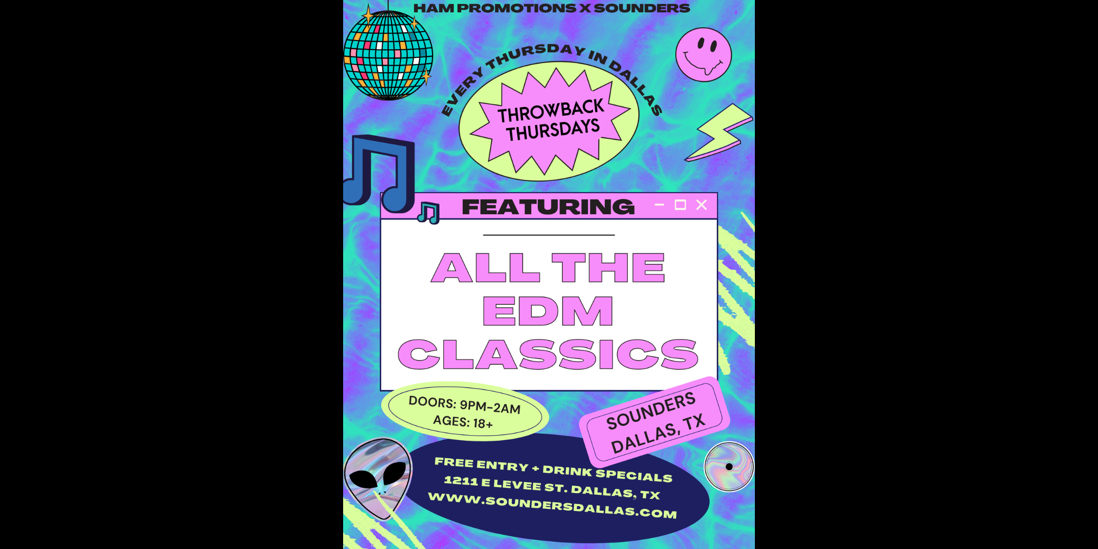 Throwback Thursdays: EDM Classics @ Sounders Every Thursday