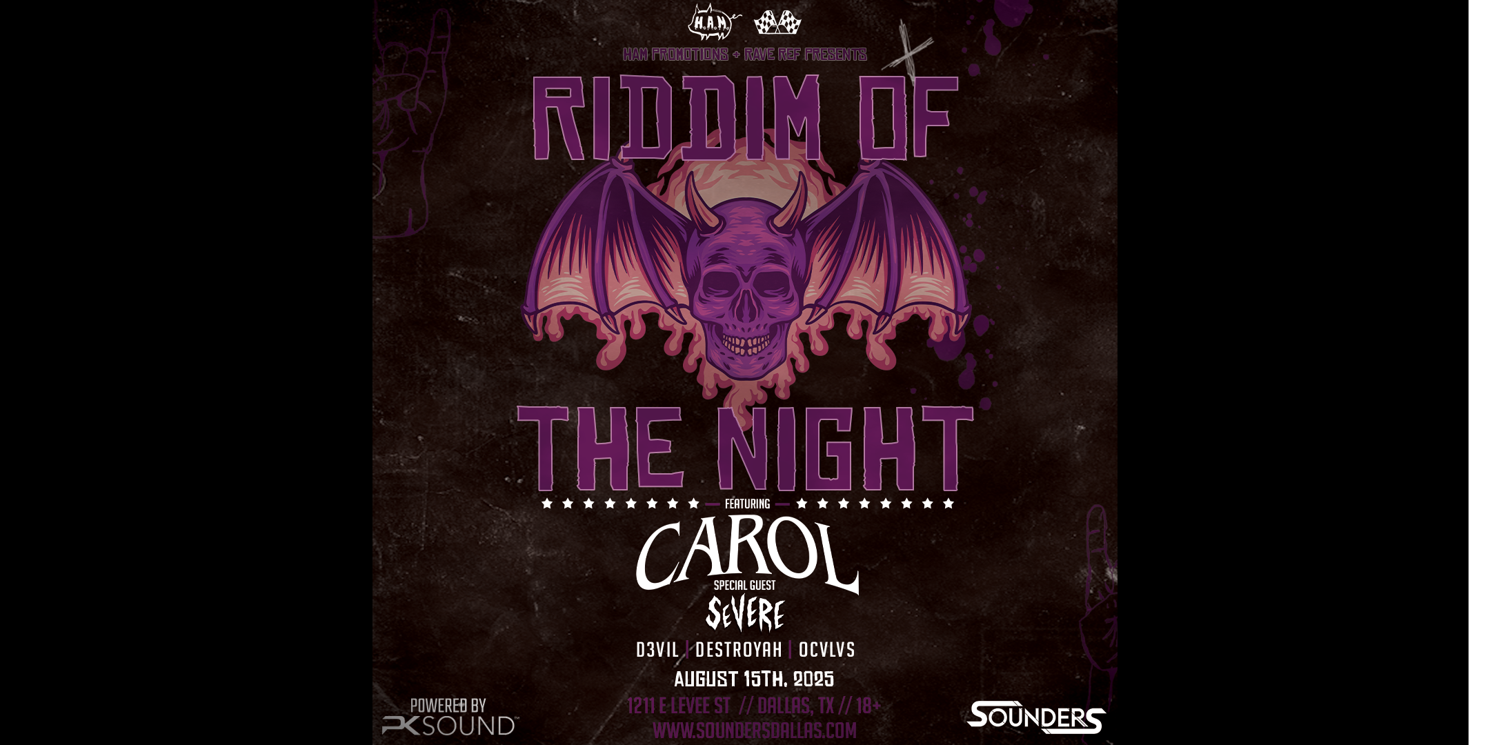 Riddim of the Night Featuring Carol @ Sounders Dallas Friday August 15th, 2025