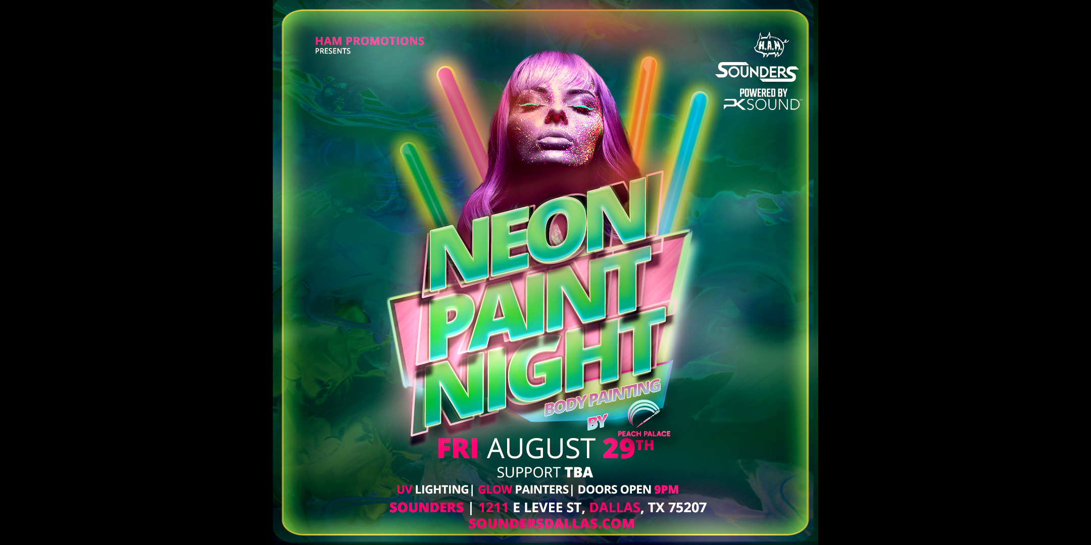 Neon Glow Paint Party @ Sounders in Dallas Friday August 29th